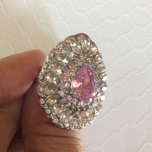 Pink And White Topaz CZ Ring